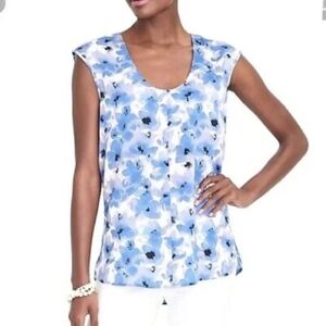 J. Crew Blue Floral Scoop Neck Sleeveless Blouse Women's Size 0